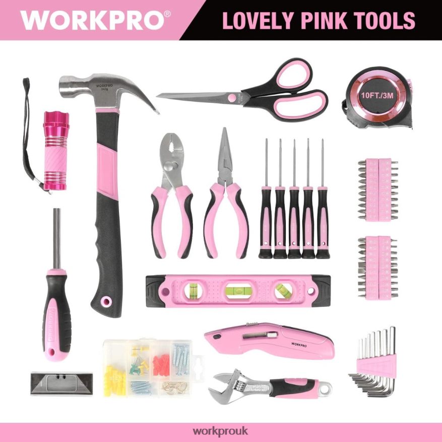 WORKPRO106 Pcs Lady's Home Repairing Tool Set with Wide Mouth Open Storage Bag X662Z245 Tool