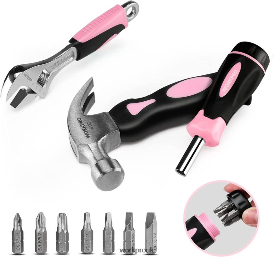 WORKPRO10 Pcs Household Tools Kit for Women with Screwdriver Bits Holder Set X662Z243 Tool