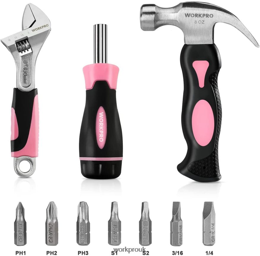 WORKPRO10 Pcs Household Tools Kit for Women with Screwdriver Bits Holder Set X662Z243 Tool
