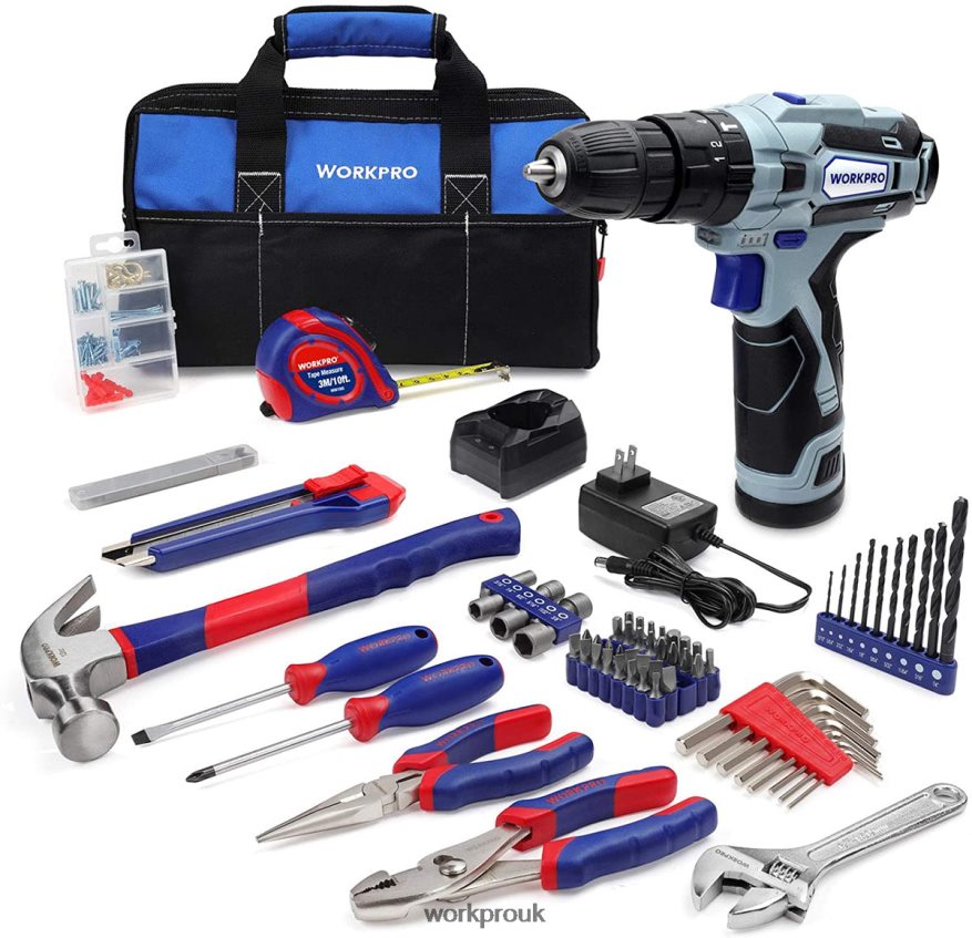 WORKPRO12V Cordless Drill and Home Tool Kit, 177 Pcs Combo Kit with Tool Bag X662Z171 Tool