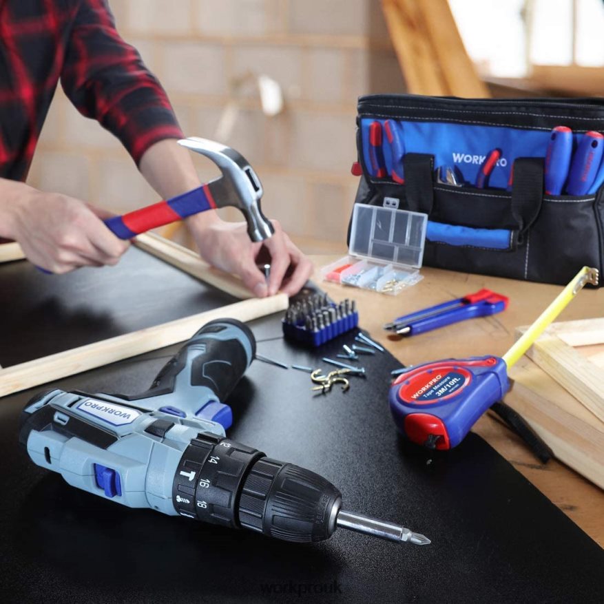 WORKPRO12V Cordless Drill and Home Tool Kit, 177 Pcs Combo Kit with Tool Bag X662Z171 Tool