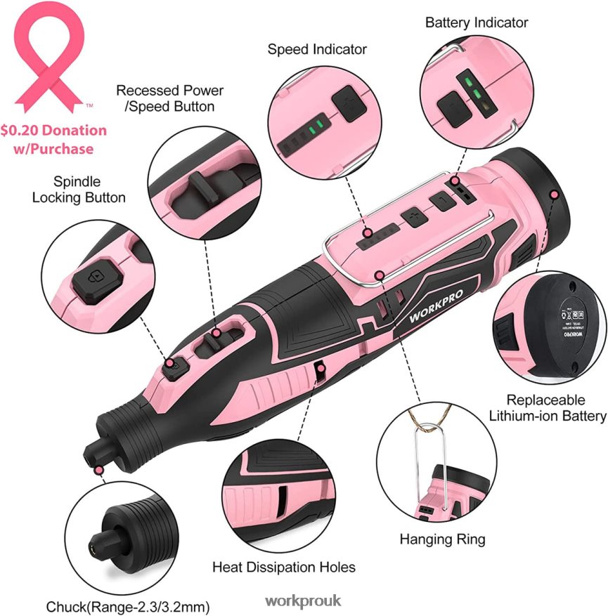 WORKPRO12V Cordless Rotary Tool Kit, 5 Variable Speeds, 114 Easy Change Accessories X662Z267 Tool