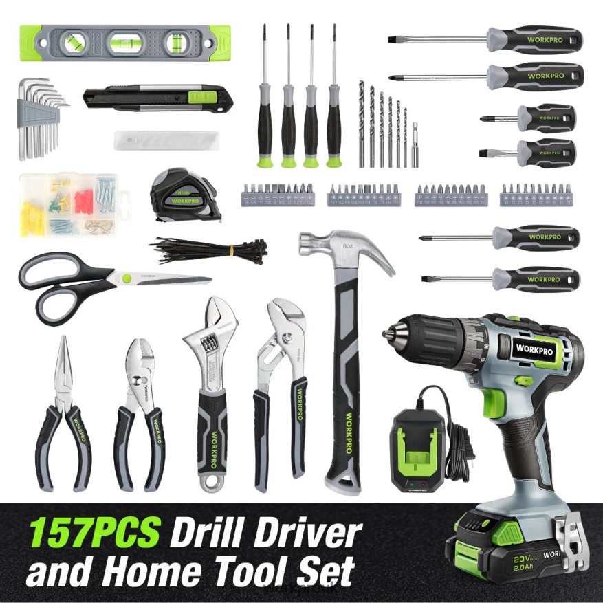 WORKPRO157-Piece Cordless Drill Combo Kit with 20V Cordless Lithium-ion X662Z259 Tool