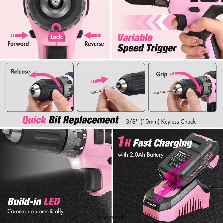 WORKPRO157-Piece Cordless Drill Combo Kit with 20V Cordless Lithium-ion X662Z259 Tool
