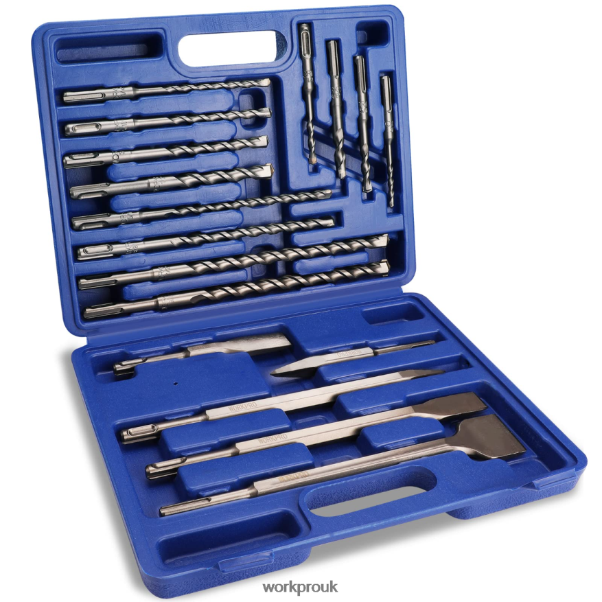 WORKPRO17 Pcs SDS-Plus Rotary Hammer Drill Bits and Chisel Set X662Z199 Tool