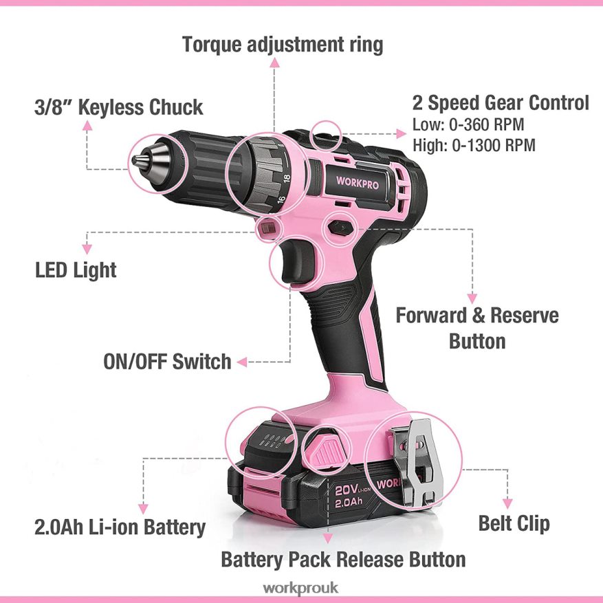 WORKPRO20V Cordless Drill Driver Set with Fast Charger and 11-inch Storage Bag Included X662Z261 Tool