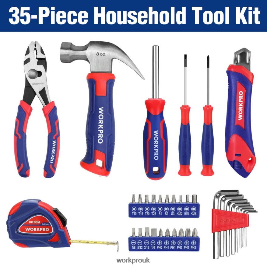 WORKPRO35 Pcs Household Tools Set with Storage Toolbox X662Z246 Tool