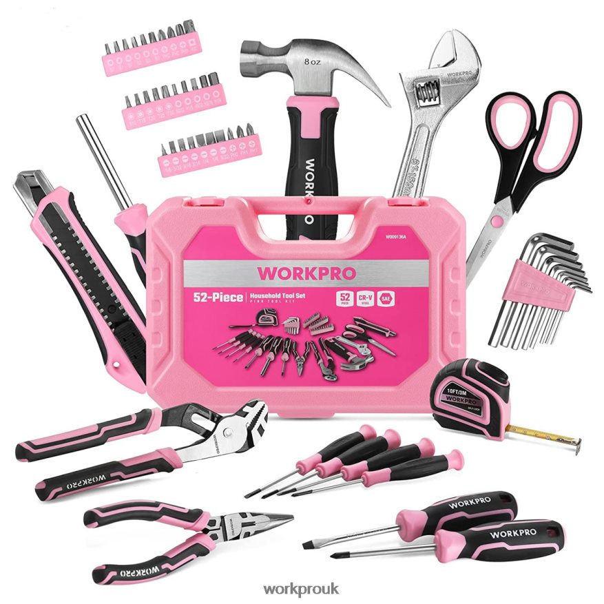 WORKPRO52 Pcs Tool Set, Home Women's Tool Set with Storage Tool Box, Basic Tool Set - Ribbon X662Z249 Tool