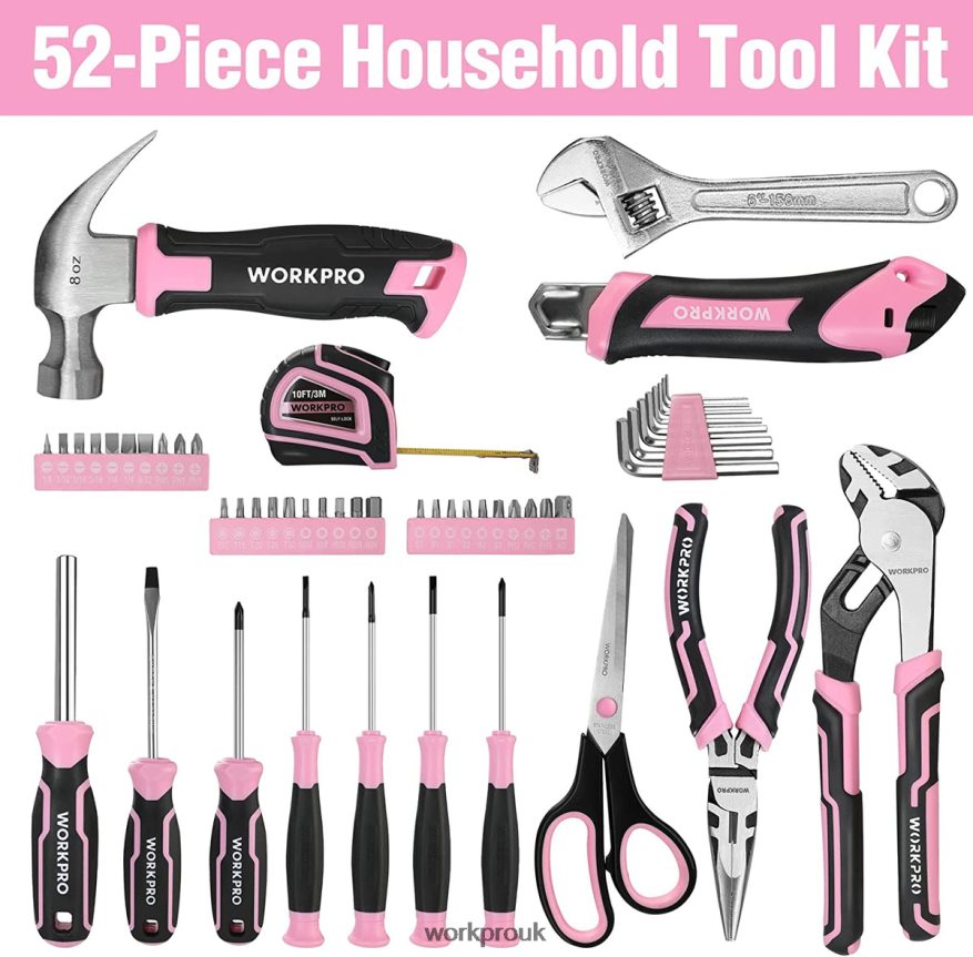 WORKPRO52 Pcs Tool Set, Home Women's Tool Set with Storage Tool Box, Basic Tool Set - Ribbon X662Z249 Tool