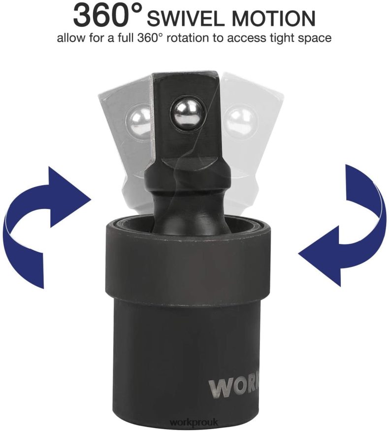 WORKPRO55 Pcs Drive Impact Socket Set with Extension Bars, Premium Cr-V Steel, SAE and Metric Sockets with Enhanced Storage Case X662Z307 Tool