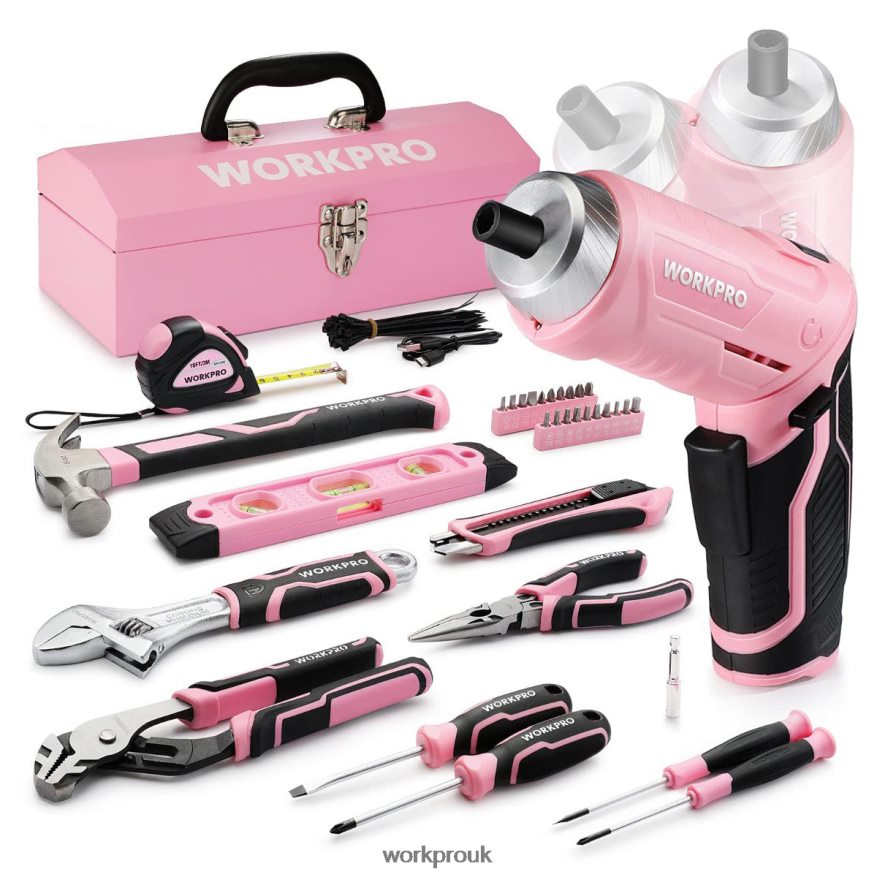 WORKPRO75 Pcs Tools Set, 3.7V Rotatable Cordless Screwdriver, and Household Tool Kit X662Z260 Tool