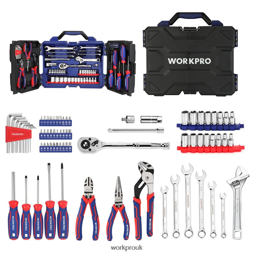 WORKPRO87 PcsMechanics Tool Set, Hand Tools Kit with Storage Tool Box X662Z305 Tool