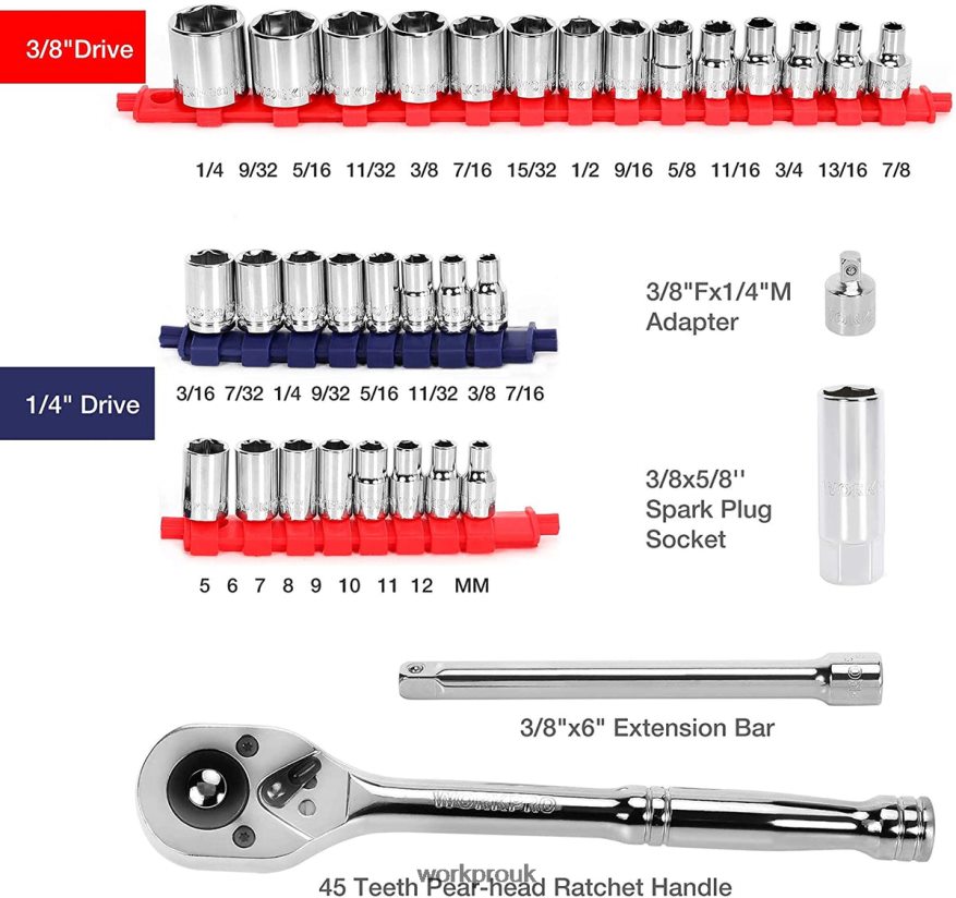 WORKPRO87 PcsMechanics Tool Set, Hand Tools Kit with Storage Tool Box X662Z305 Tool
