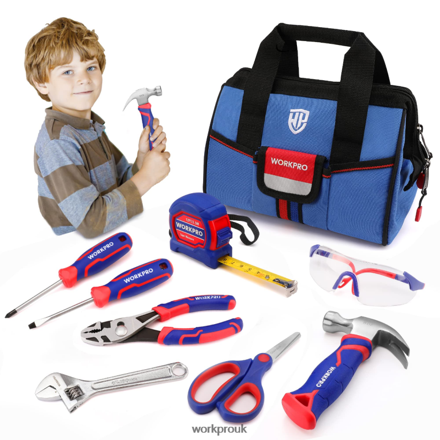WORKPRO9 Pcs Kids Junior Tool Set with Tool Bag X662Z253 Tool