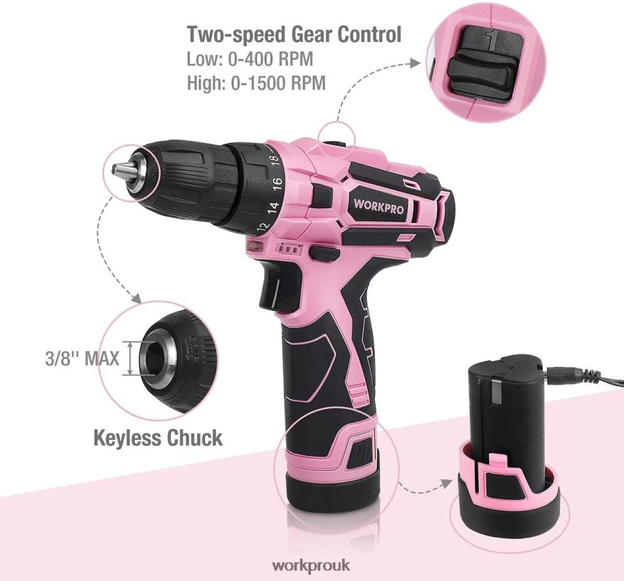 WORKPROCordless Drill Driver Set 12V Electric Screwdriver Driver Tool Kit for Women X662Z263 Tool