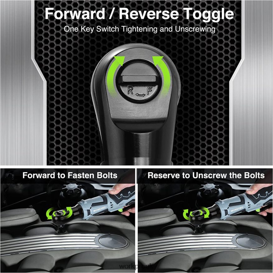 WORKPROCordless Electric Ratchet Wrench, 12V 40 Ft-lbs Electric Ratchet Wrench 9 Pcs Set X662Z227 Tool
