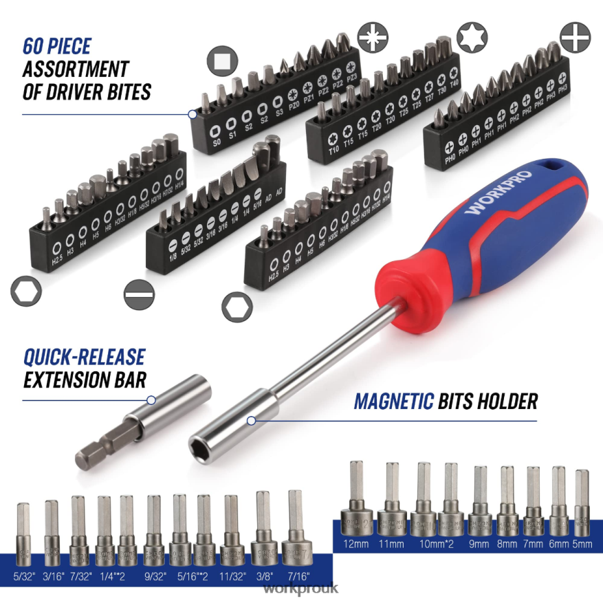 WORKPROMechanic Tool Set, 192 Pcs Socket Wrench Set with Storage Case X662Z311 Tool