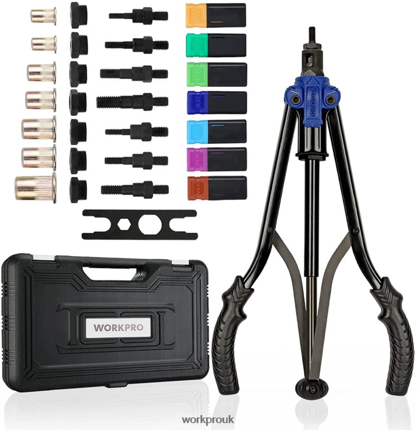 WORKPRORivet Nut Tool 70pcs Rivet Nuts and Carry Case Threaded Hand Nutsert Tool Kit X662Z309 Tool