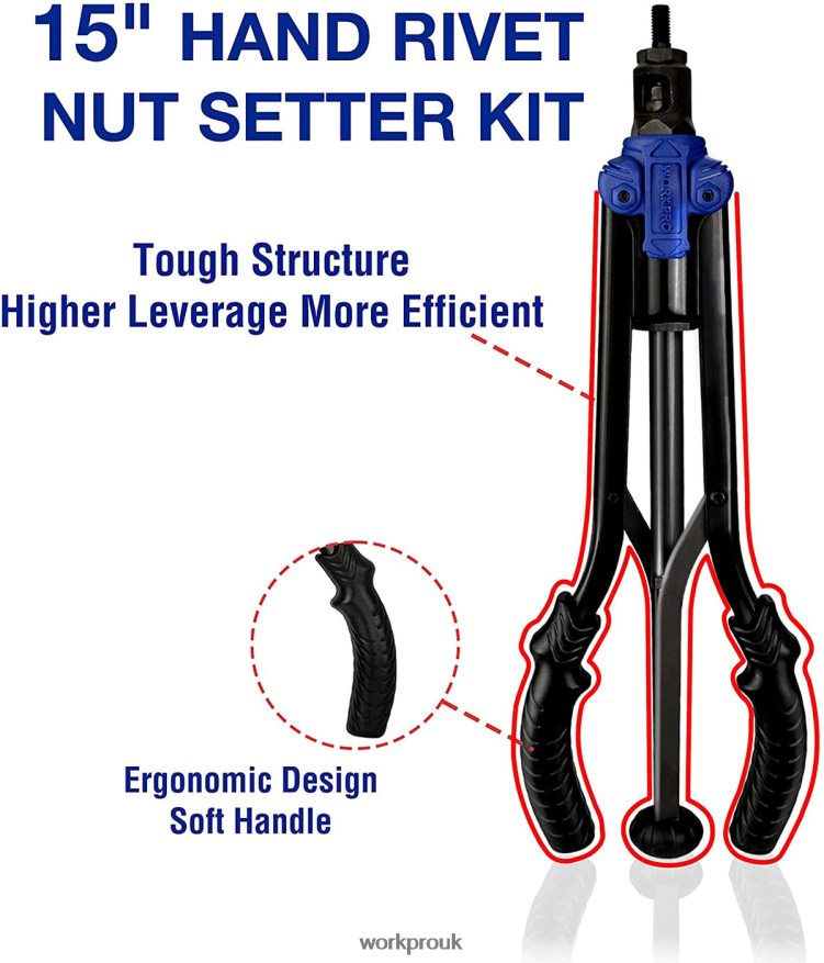 WORKPRORivet Nut Tool 70pcs Rivet Nuts and Carry Case Threaded Hand Nutsert Tool Kit X662Z309 Tool