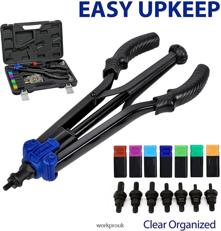 WORKPRORivet Nut Tool 70pcs Rivet Nuts and Carry Case Threaded Hand Nutsert Tool Kit X662Z309 Tool