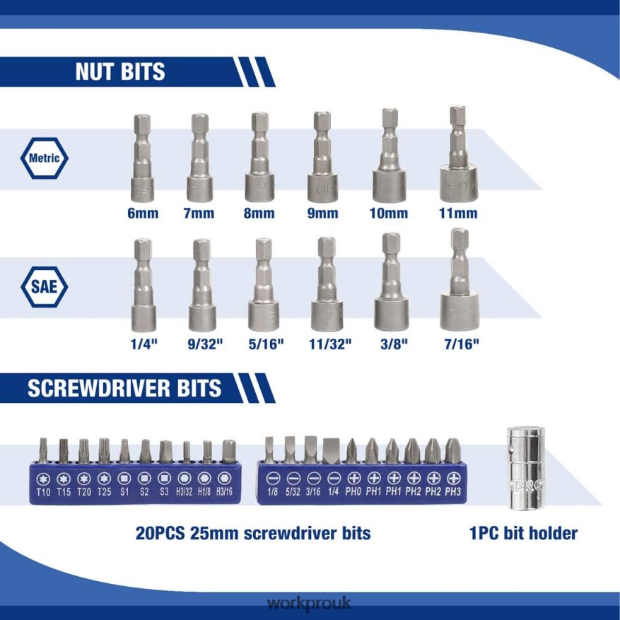 WORKPROSocket Set, 70 Pcs Drive Socket Set with Quick-Release Ratchet, Metric and SAE X662Z308 Tool