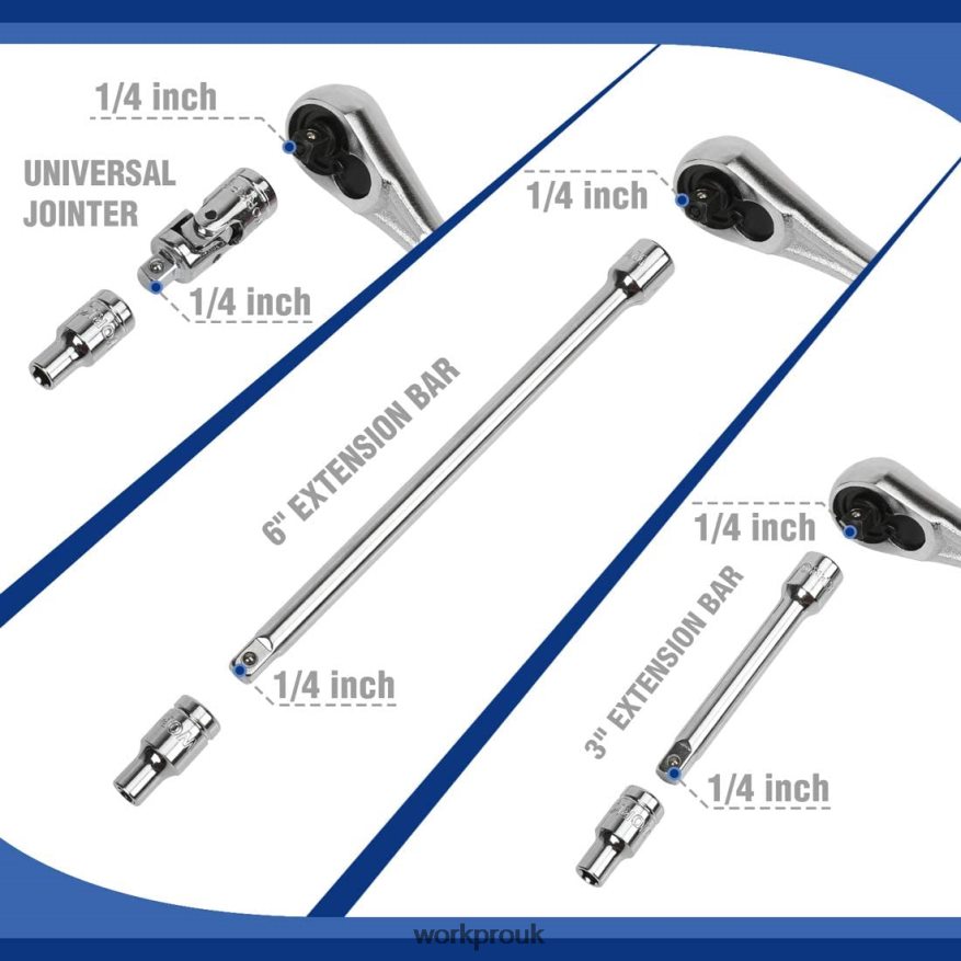 WORKPROSocket Set, 70 Pcs Drive Socket Set with Quick-Release Ratchet, Metric and SAE X662Z308 Tool