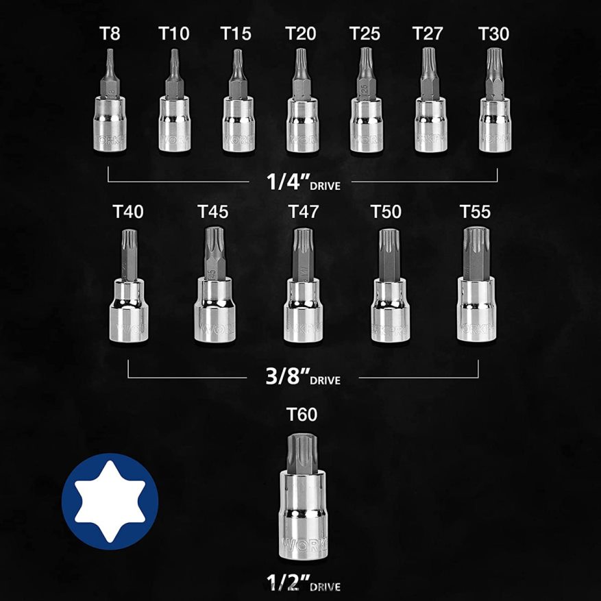 WORKPRO13 pcs Torx Bit Socket Set (For Hand Use Only) X662Z127 Tool