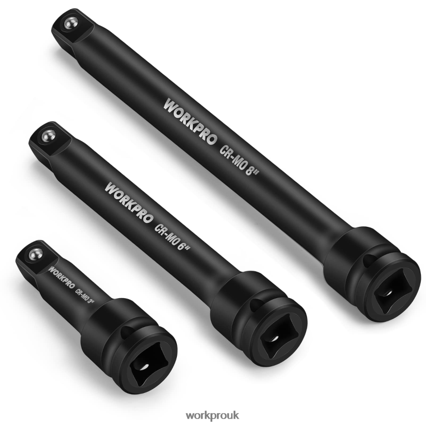 WORKPRO3 Piece-3, 6, 8 Inch 1/2-Inch Socket Drive Impact Extension Bar Sets X662Z202 Tool