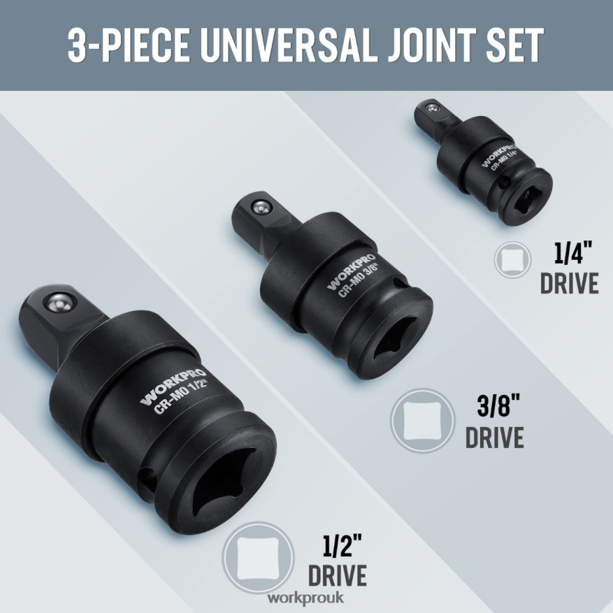 WORKPRO3 Piece-Impact Universal Joint Set X662Z148 Tool