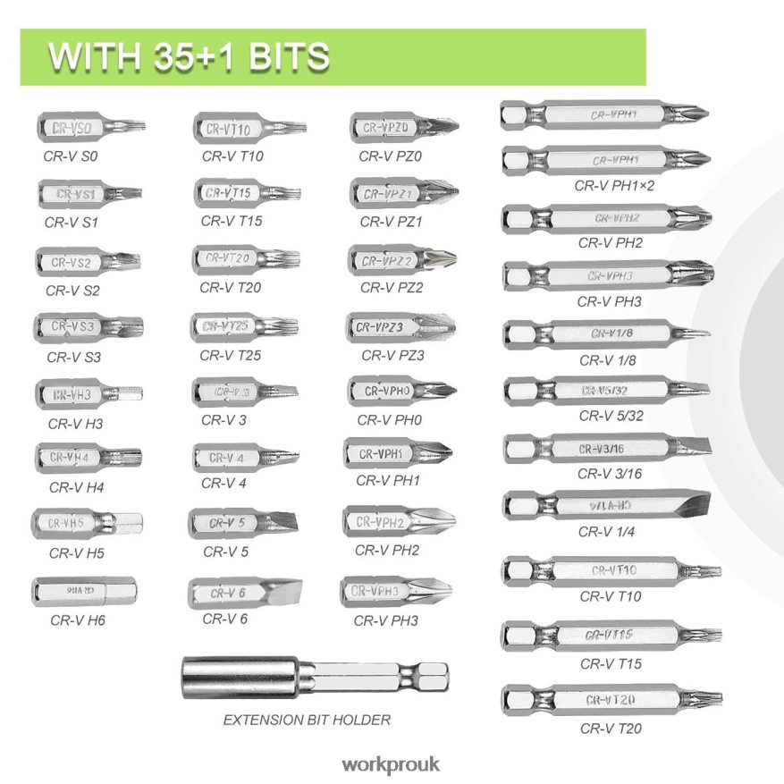 WORKPRO4V Electric Screwdriver, Rechargeable Cordless Screwdriver Set with LED Light X662Z232 Tool