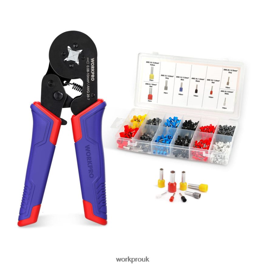 WORKPROFerrule Crimping Tool Kit, AWG 28-7 Self-adjustable Ratchet Wire Crimping Tool X662Z161 Tool