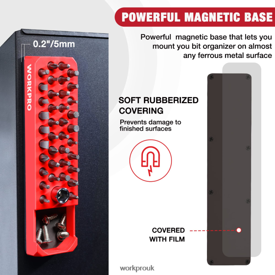 WORKPROMagnetic Hex 39 Hole Screwdriver Drill Bit Organizer for 1/4 Inch Hex Bit & Drive Bit Adapter X662Z132 Tool