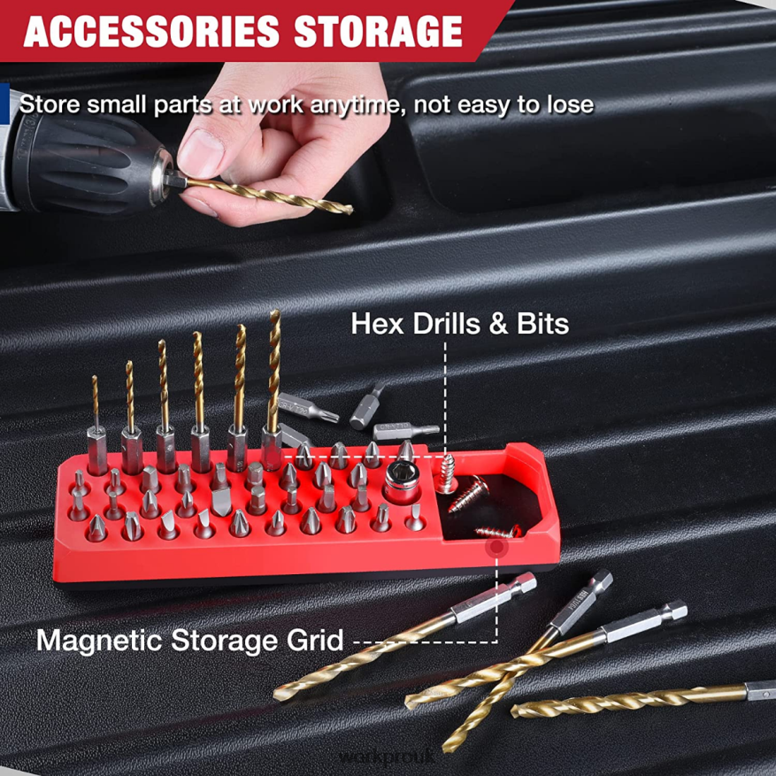 WORKPROMagnetic Hex 39 Hole Screwdriver Drill Bit Organizer for 1/4 Inch Hex Bit & Drive Bit Adapter X662Z132 Tool