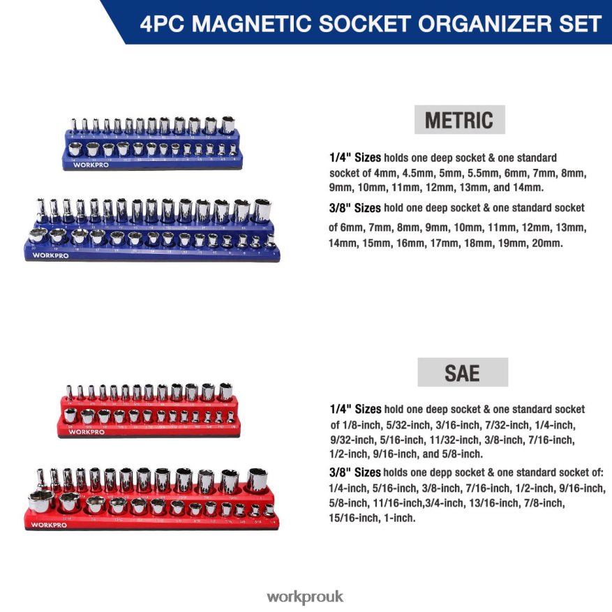 WORKPROMagnetic Receptacle Organizer Set of 4 X662Z134 Tool