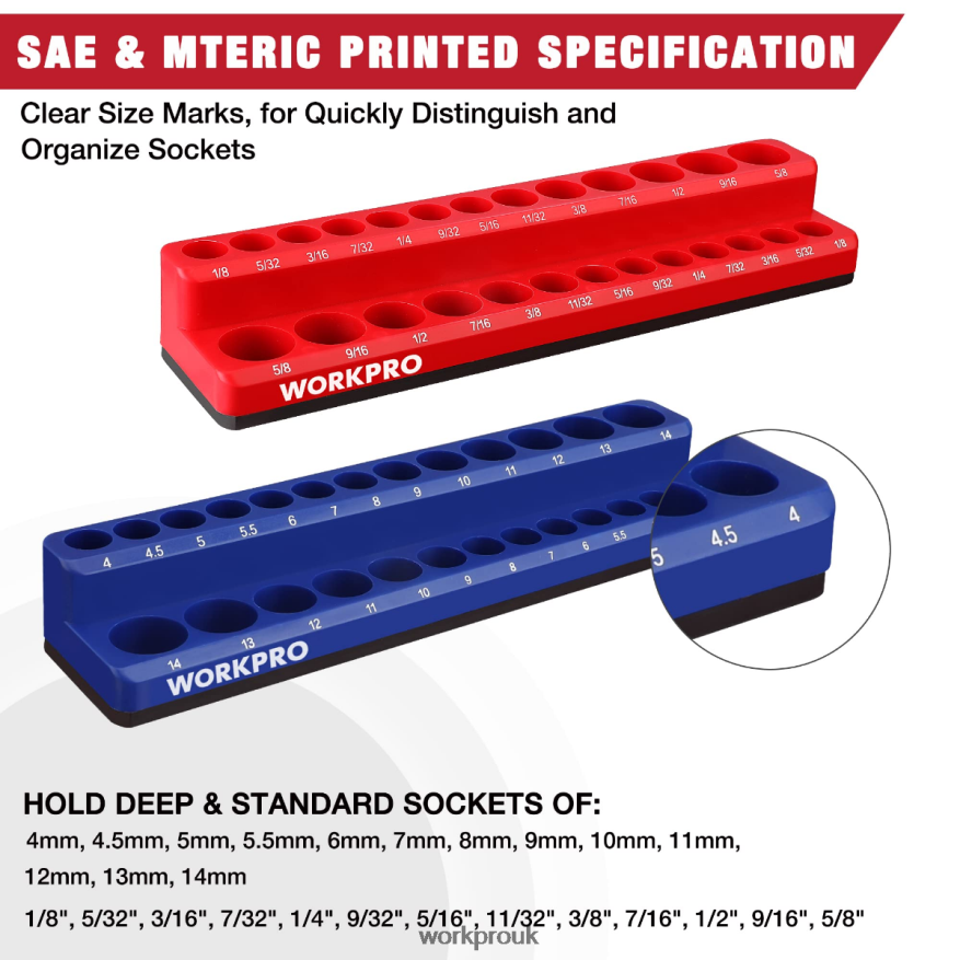 WORKPROMagnetic Socket Organizer Set X662Z131 Tool