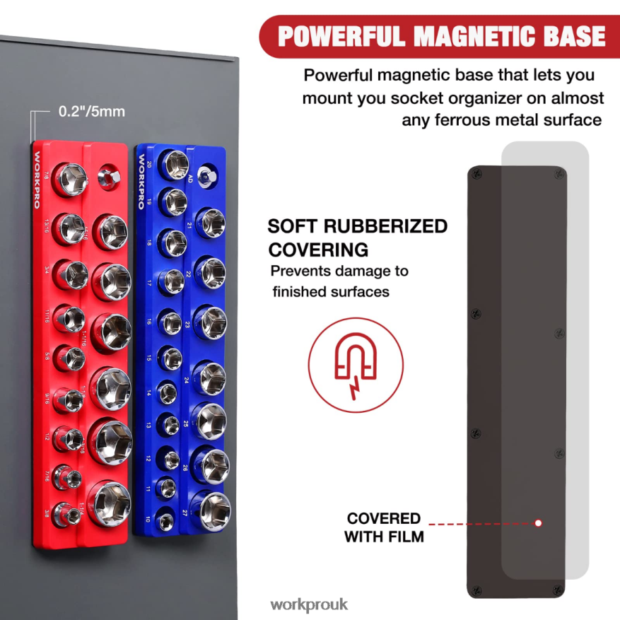 WORKPROMagnetic Socket Organizer Set X662Z131 Tool