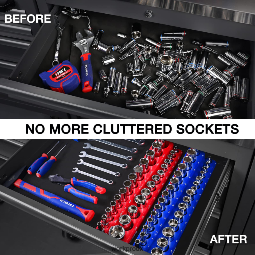 WORKPROMagnetic Socket Organizer Set X662Z131 Tool