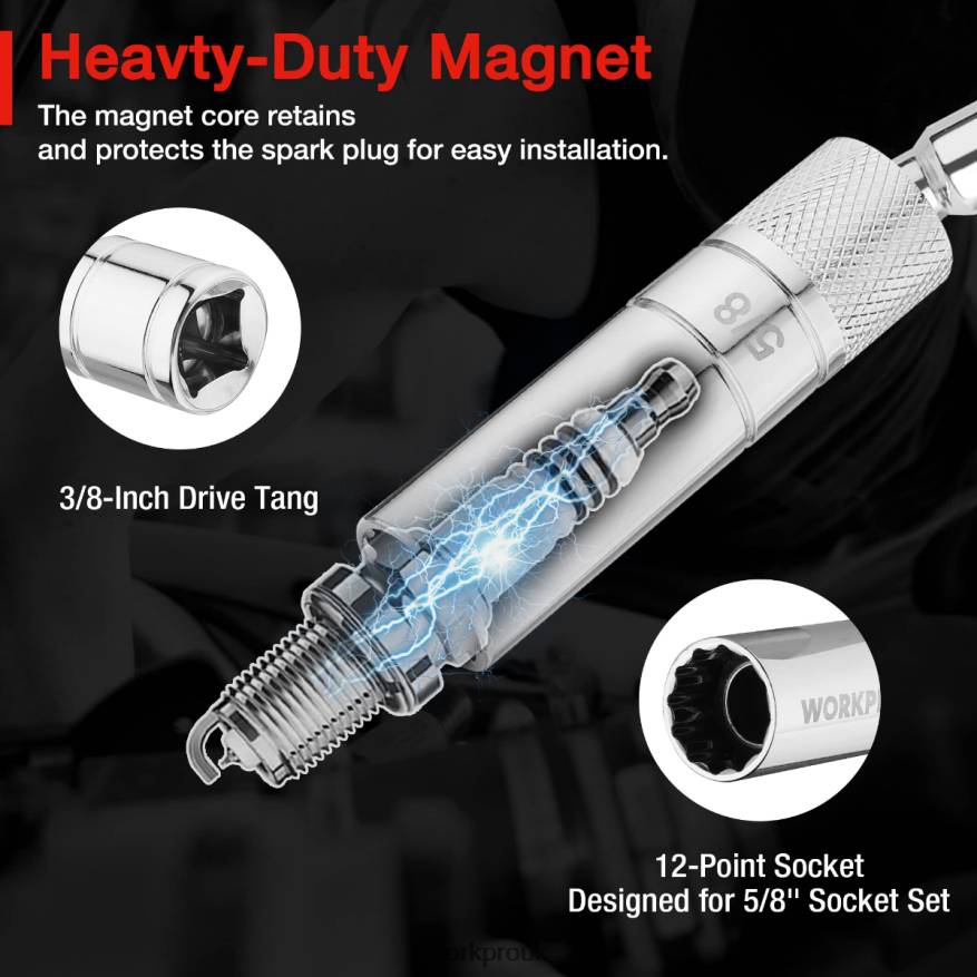 WORKPROMagnetic Swivel Spark Plug With Thin Wall Socket X662Z146 Tool