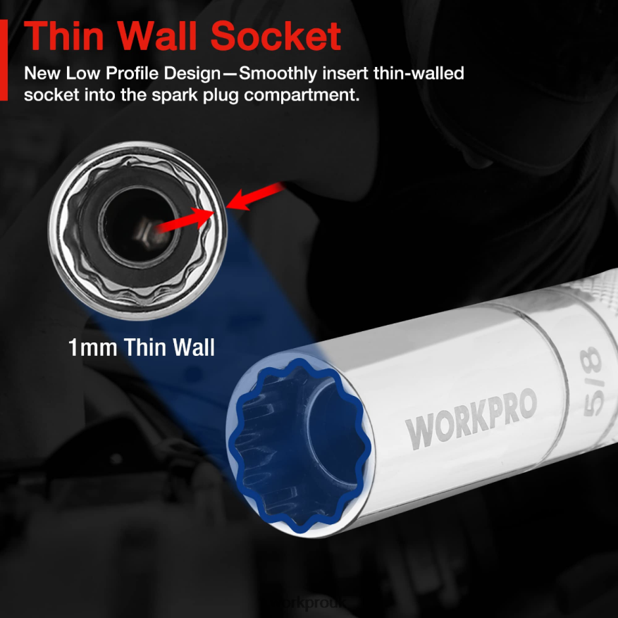 WORKPROMagnetic Swivel Spark Plug With Thin Wall Socket X662Z146 Tool