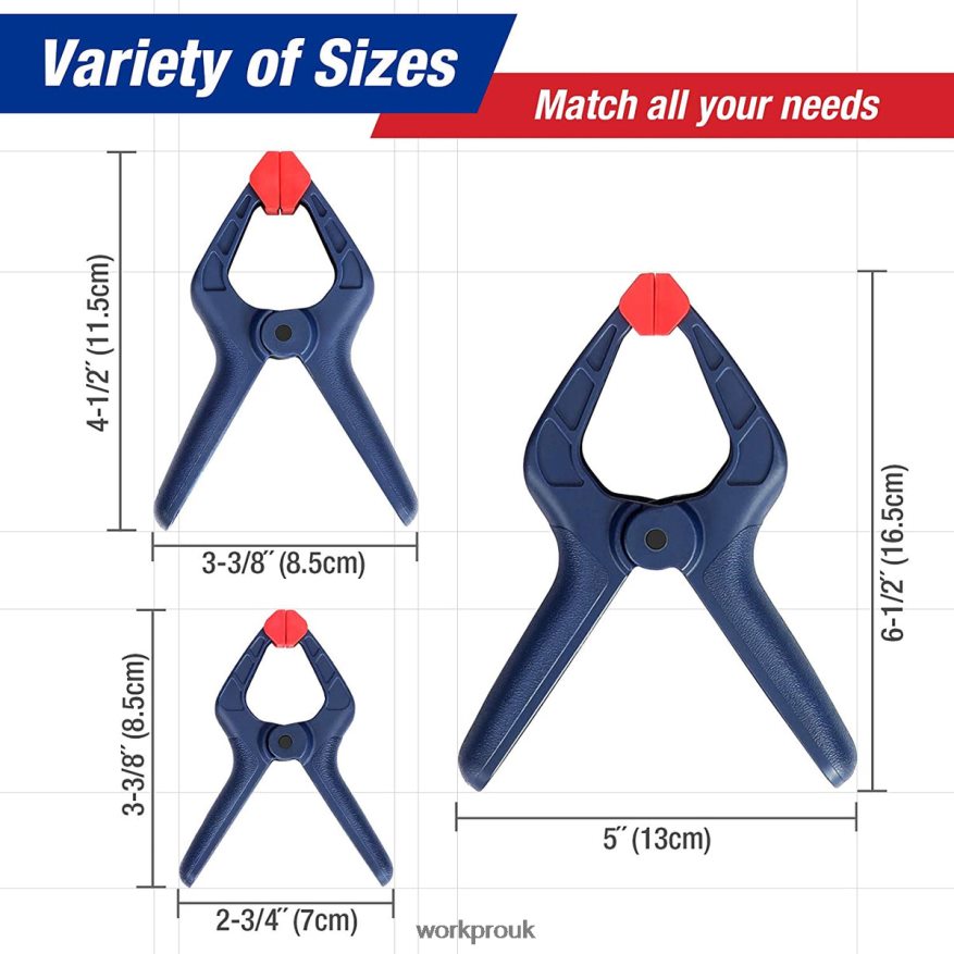 WORKPRO16 Pcs Nylon Spring Clamp Set for Woodworking Photography Studios and DIY Works X662Z119 Tool