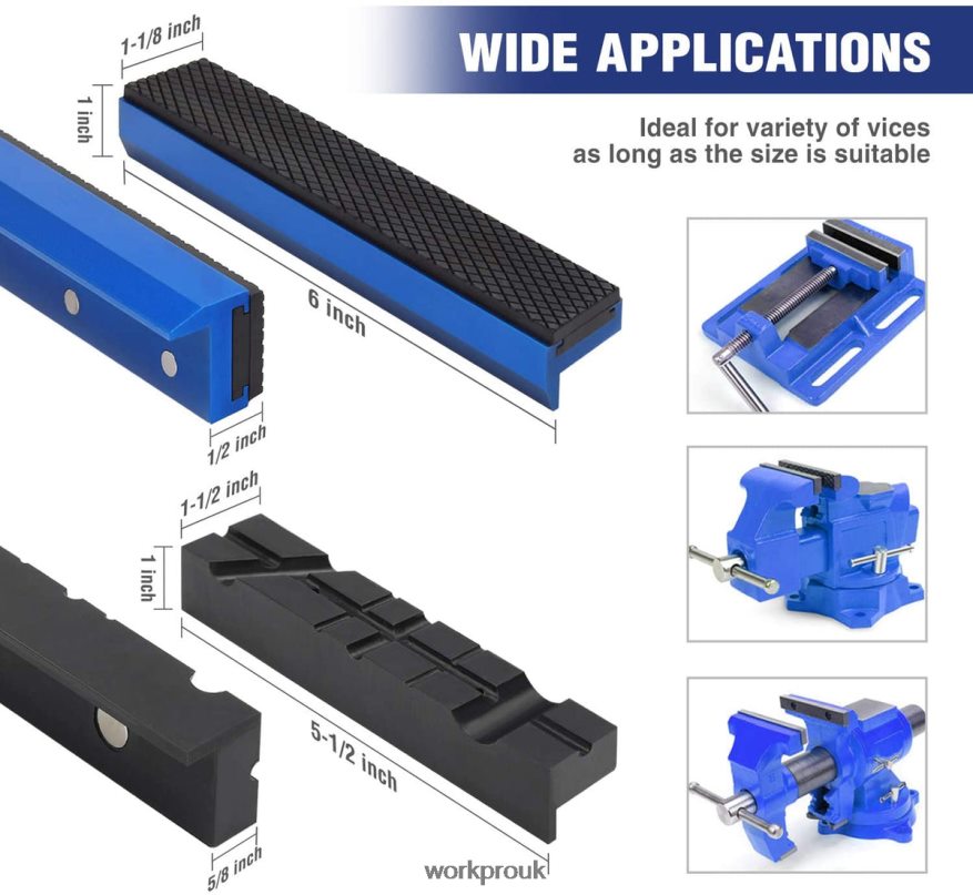 WORKPRO2-Pair Vise Jaw Pads, Magnetic Vise Jaw Covers Protectors, Multi-Groove Jaw Pads, and Aluminum Pads Set X662Z117 Tool
