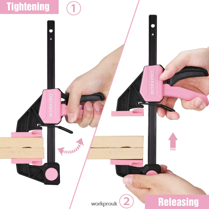 WORKPRO4-Pcs Mini One-Handed Clamp/Spreader for Woodworking X662Z120 Tool