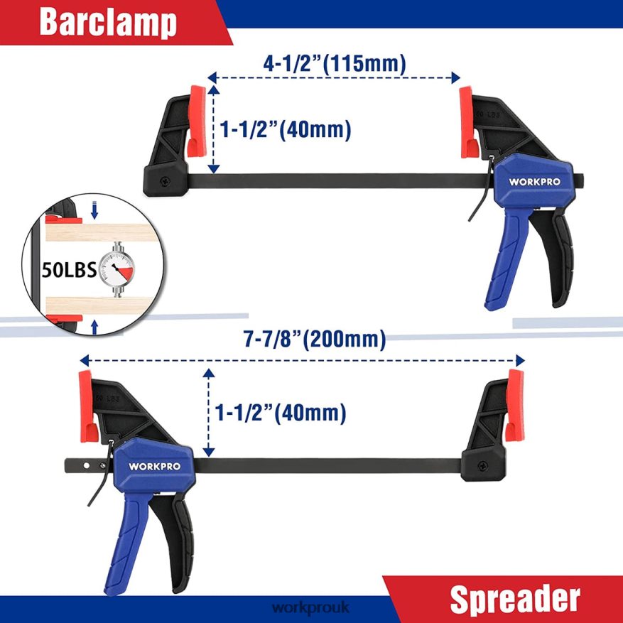 WORKPRO8 Pcs Clamp Set for Woodworking X662Z114 Tool