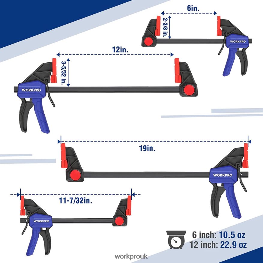 WORKPROBar Clamps for Woodworking, 150/300lbs CAP X662Z121 Tool