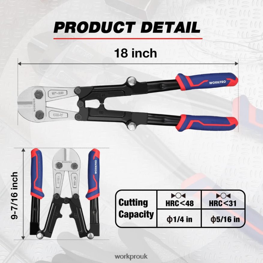 WORKPRO14/18 Inch Bolt Cutter, Tri-Material Handle with Comfort Grip X662Z156 Tool