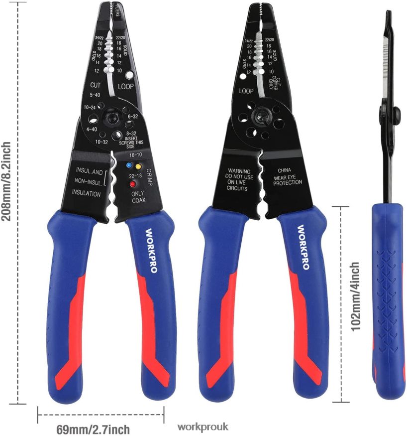 WORKPRO8-Inch Wire Stripper, Multi-Tool Wire Cutter for Stripping, Cutting and Crimping X662Z158 Tool