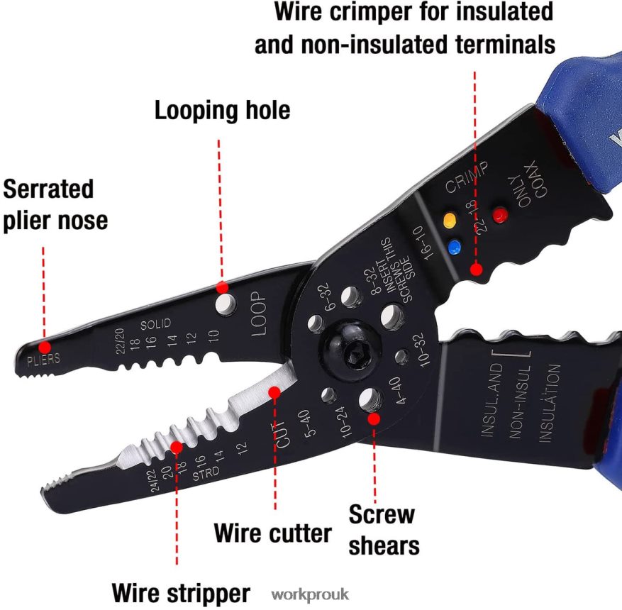 WORKPRO8-Inch Wire Stripper, Multi-Tool Wire Cutter for Stripping, Cutting and Crimping X662Z158 Tool