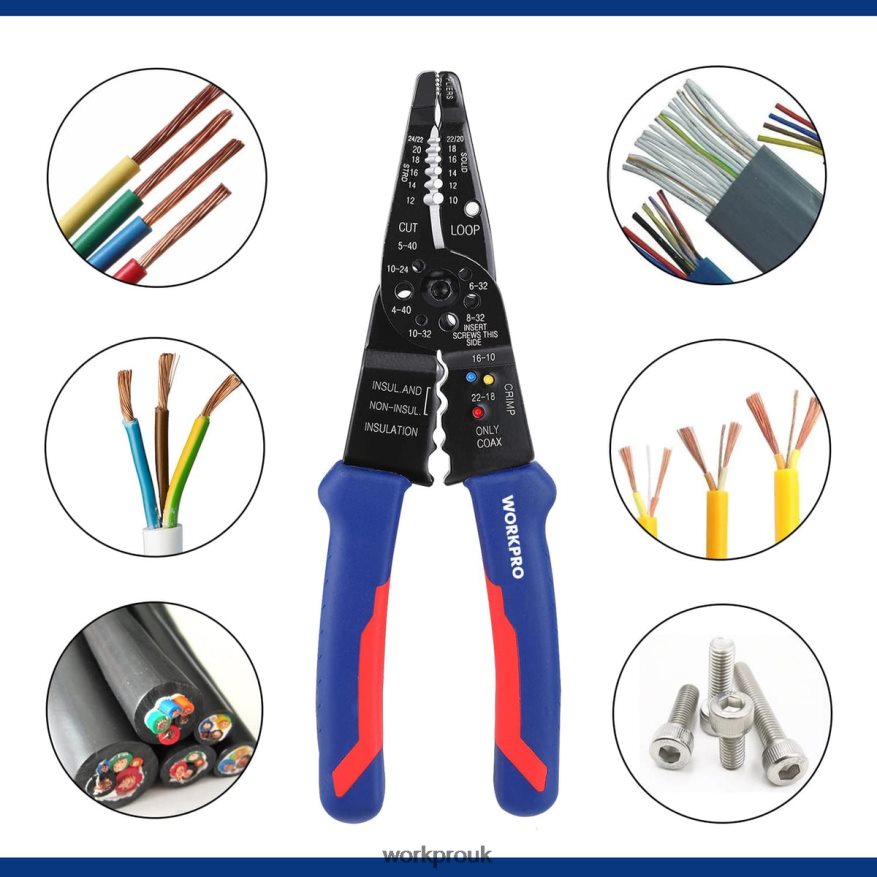 WORKPRO8-Inch Wire Stripper, Multi-Tool Wire Cutter for Stripping, Cutting and Crimping X662Z158 Tool