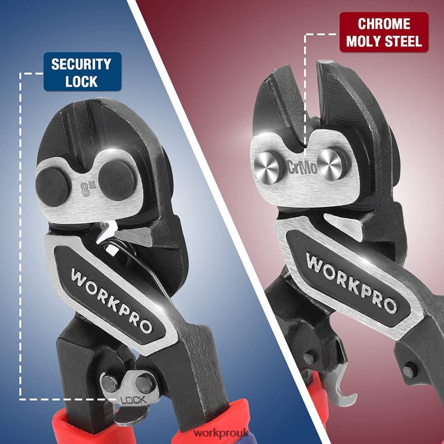 WORKPROMini Bolt Cutter with Security Lock & More Efficient Leverage X662Z154 Tool