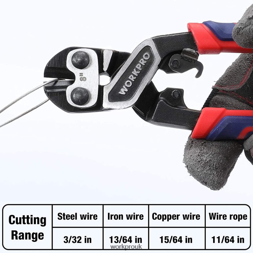 WORKPROMini Bolt Cutter with Security Lock & More Efficient Leverage X662Z154 Tool